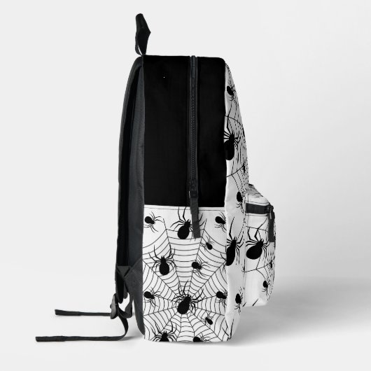 白黒クモクモクモの巣ハロウィンパターン プリントバックパック (左)