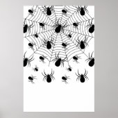 白黒クモクモクモの巣ハロウィンパターン ポスター (正面)