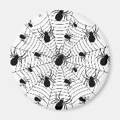 白黒クモクモクモの巣ハロウィンパターン マグネット (正面)
