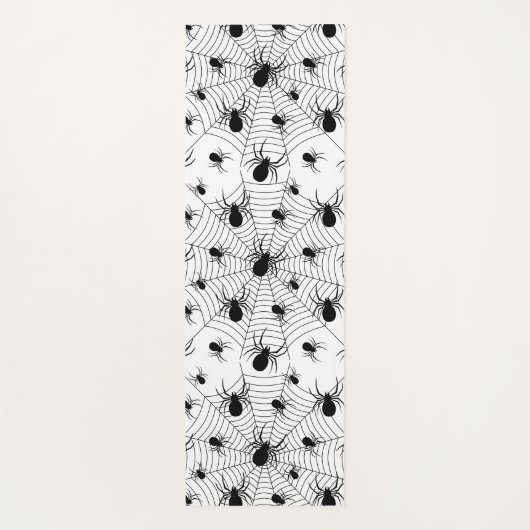 白黒クモクモクモの巣ハロウィンパターン ヨガマット (裏面)