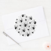 白黒クモクモクモの巣ハロウィンパターン ラウンドシール (封筒)