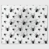 白黒クモクモクモの巣ハロウィンパターン ラッピングペーパー (フラット)