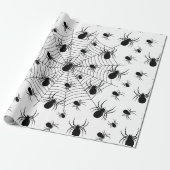 白黒クモクモクモの巣ハロウィンパターン ラッピングペーパー (アンロールド)
