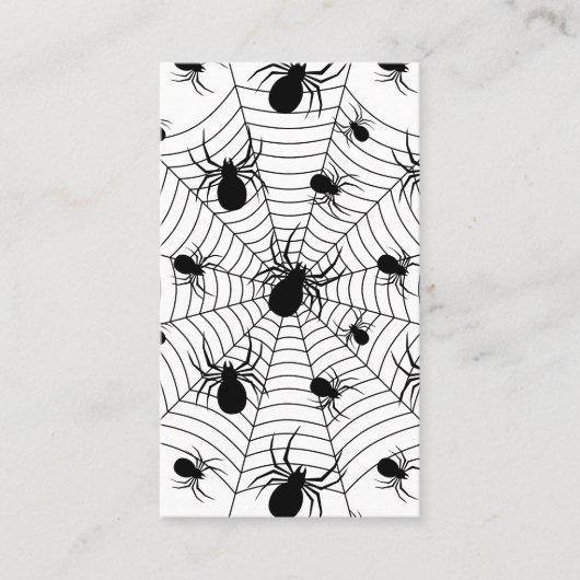 白黒クモクモクモの巣ハロウィンパターン 名刺 (正面)