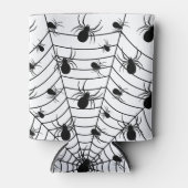 白黒クモクモクモの巣ハロウィンパターン 缶クーラー (正面)