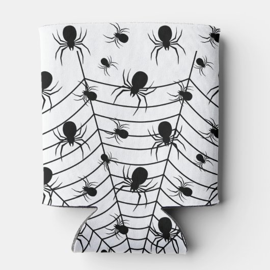 白黒クモクモクモの巣ハロウィンパターン 缶クーラー (裏面)