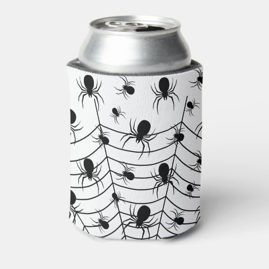 白黒クモクモクモの巣ハロウィンパターン 缶クーラー (缶裏面)