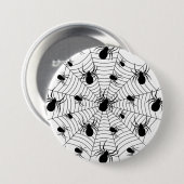 白黒クモクモクモの巣ハロウィンパターン 缶バッジ (正面&裏面)