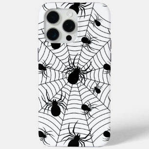 白黒クモクモクモの巣ハロウィンパターン iPhone 15 PRO MAXケース