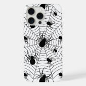 白黒クモクモクモの巣ハロウィンパターン iPhoneケース (裏面)