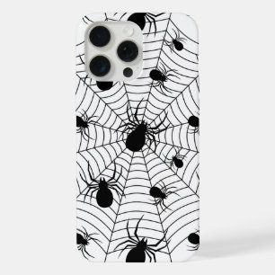 白黒クモクモクモの巣ハロウィンパターン iPhone 15 PRO MAXケース