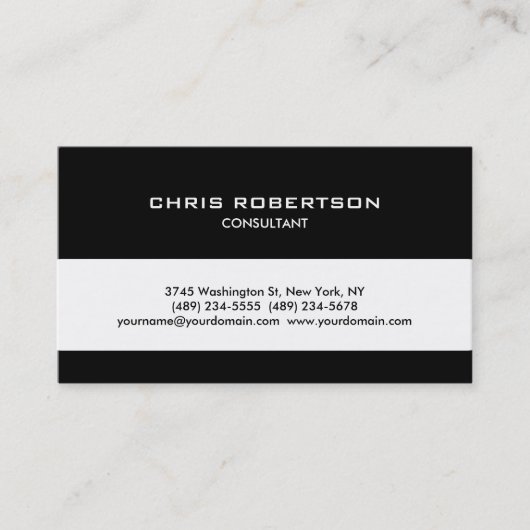 白黒クラシカルトレンディーストライプ名刺 名刺 (正面)