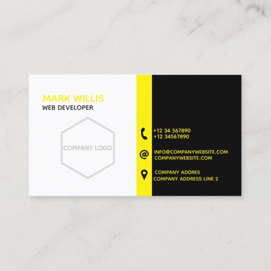 白黒クラシックとイエロー名刺 名刺 (裏面)