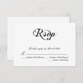 白黒クラシックな結婚式 出欠カード (正面/裏面)