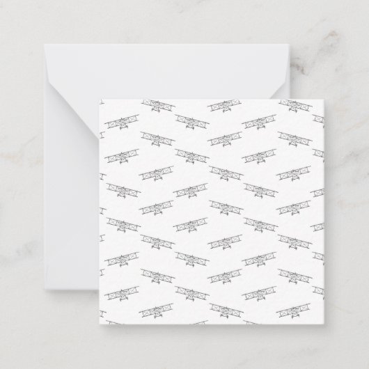 白黒クラシックな飛行機パターン飛行機 ノートカード (正面)