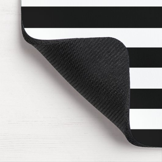 白黒クラシックのストライプの目を引く柄 マウスパッド (コーナー)