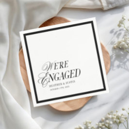 白黒クラシックのフォーマルWe'婚約した is スタンダードカクテルナプキン