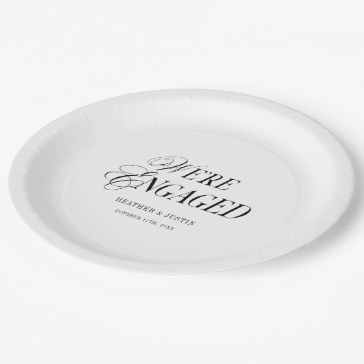 白黒クラシックのフォーマルWe'婚約した is ペーパープレート (アングル)