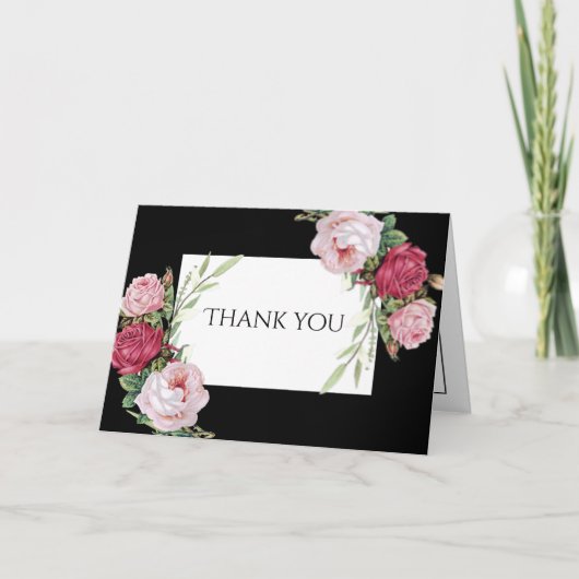 白黒クラシックの結婚サンキューカード サンキューカード (正面)