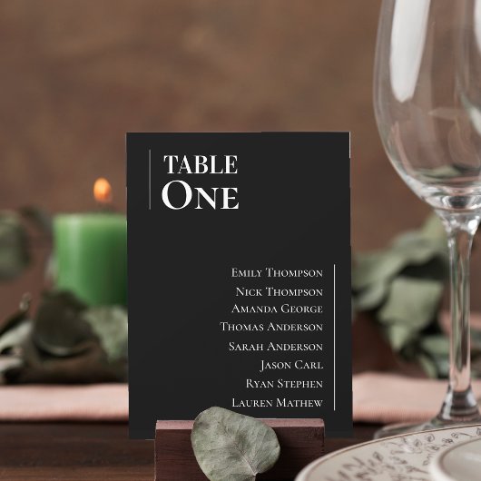 白黒クラシックの結婚テーブル座席表