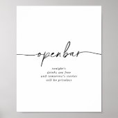 白黒クラシックの結婚バー標識 ポスター (正面)