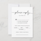 白黒クラシックの結婚メニュー選択RSVP 出欠カード (正面)