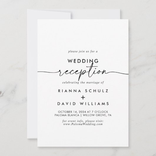 白黒クラシックウェディングレセプション 招待状 (正面)