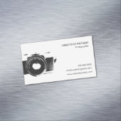 白黒クラシックカメラフォトグラファー マグネット名刺 (インサイチュ)