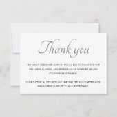 白黒クラシックサンキュー葬儀 サンキューカード (正面)
