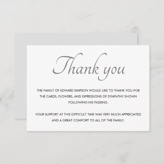 白黒クラシックサンキュー葬儀 サンキューカード (正面/裏面)