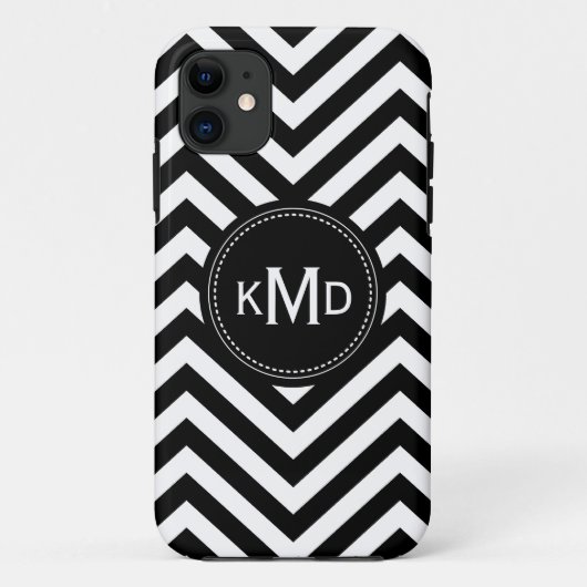 白黒クラシックシボロントリオモノグラム Case-Mate iPhoneケース (裏面)
