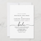 白黒クラシックスペインのフロント&バック結婚ズ 招待状 (正面)