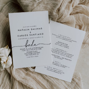 白黒クラシックスペインのフロント&バック結婚ズ 招待状