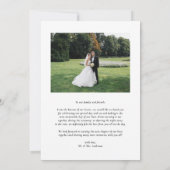 白黒クラシックタイポグラフィフォト結婚ズ サンキューカード (裏面)