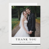 白黒クラシックタイポグラフィフォト結婚ズ サンキューカード (正面/裏面)