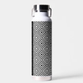 白黒クラシックタイルのパターンのタグライン ウォーターボトル (正面)