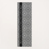 白黒クラシックタイルのパターンのタグライン ヨガマット (正面)
