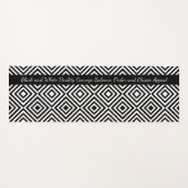 白黒クラシックタイルのパターンのタグライン ヨガマット (正面(横))