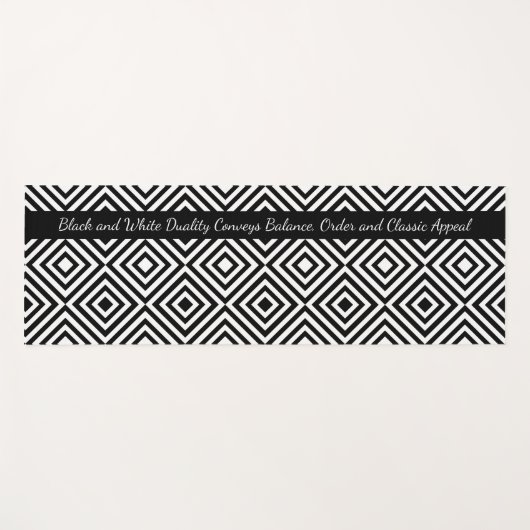 白黒クラシックタイルのパターンのタグライン ヨガマット (正面(横))