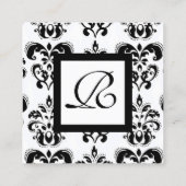 白黒クラシックダマスクスクエアモノグラム スクエア名刺 (裏面)