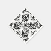 白黒クラシックダマスクパタン – シスタイリッシュック スタンダードカクテルナプキン (角)