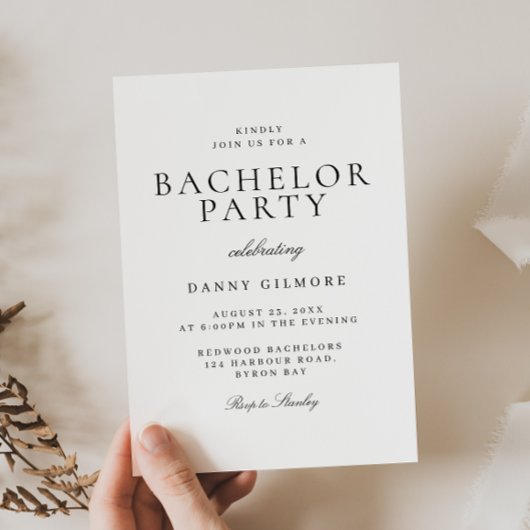 白黒クラシックバチュラーパーティ 招待状