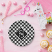 白黒クラシックバッファロースクウェアズモノグラム ペーパープレート (パーティー)