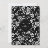 白黒クラシックフローラ結婚ズ 招待状 (裏面)