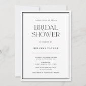 白黒クラシックブライダルシャワー 招待状 (正面)