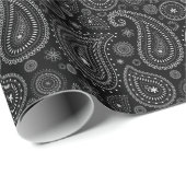 白黒クラシックペイズリーチャーム ラッピングペーパー (ロールコーナー)