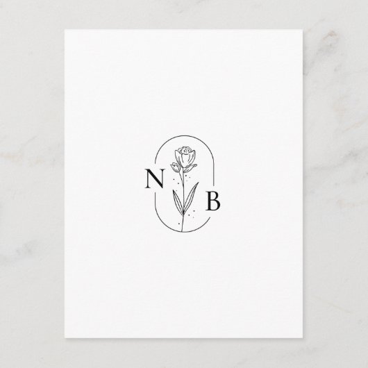 白黒クラシックミニマルモダン結婚詳細 エンクロージャーカード (裏面)