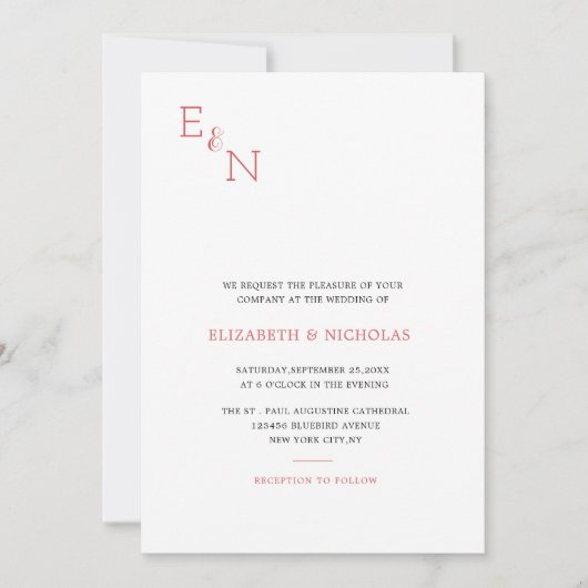 白黒クラシックミニマ結婚リスト 招待状 (正面)