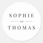 白黒クラシックモダン結婚の ラウンドシール (正面)