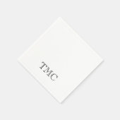 白黒クラシックモノグラムイニシャルエレガント スタンダードカクテルナプキン (角)